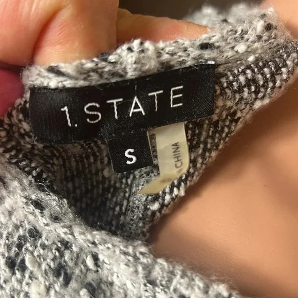 1.State Marled Gray Knit Wrap Style Dress Long Sleeve Back Zipper Size S - Picture 8 of 15